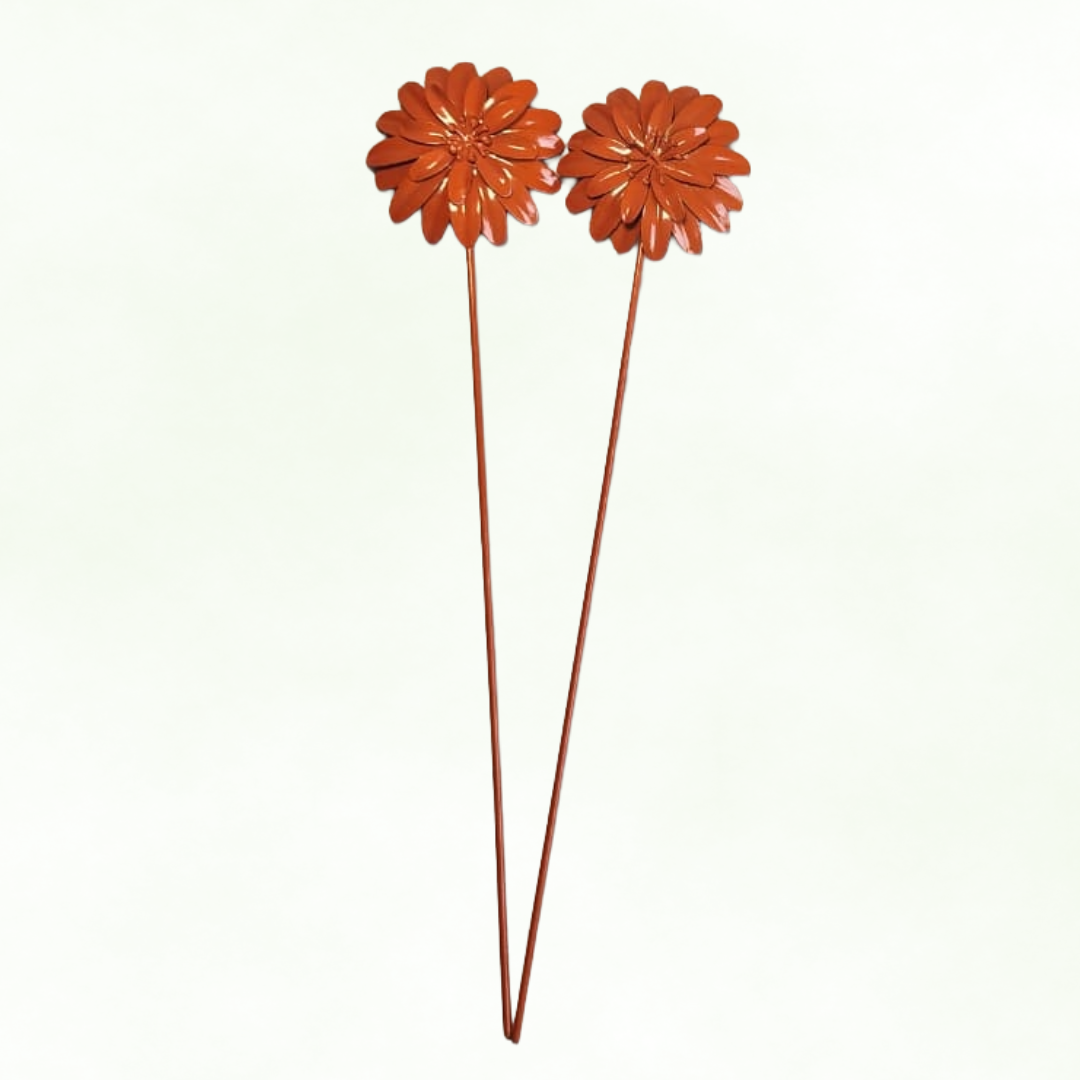 Metal Garden Stick - Flower - Orange
