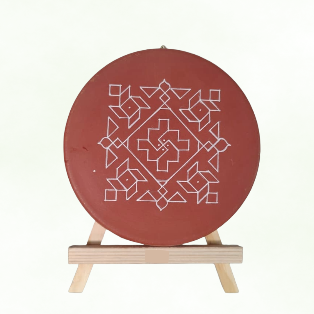 Vaidehi Terracotta Thipkyanchi Rangoli Wall Plate – 8.5 inch