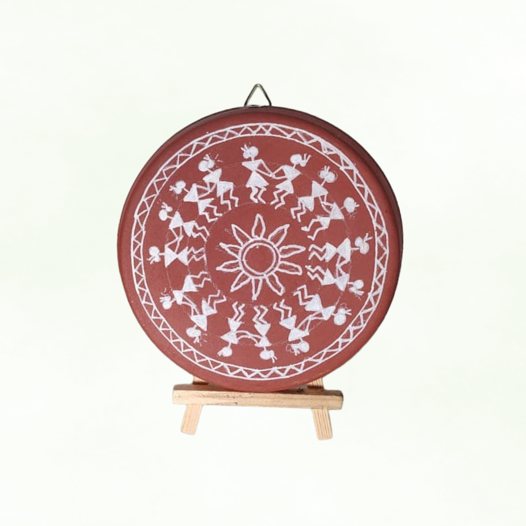 Vaidehi Terracotta Warli Wall Plate - 5.5 inch