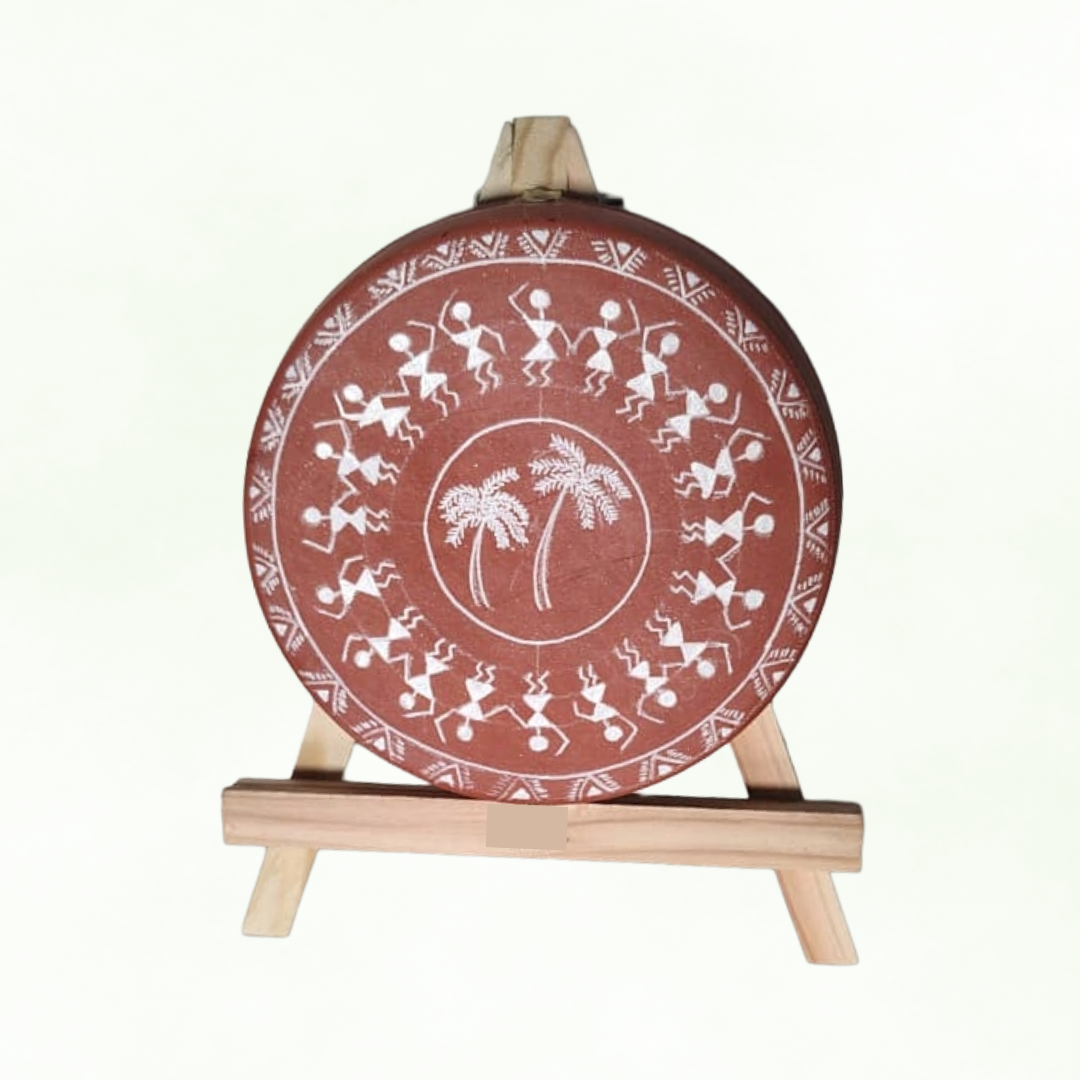 Vaidehi Terracotta Warli Wall Plate - 6.5 inch