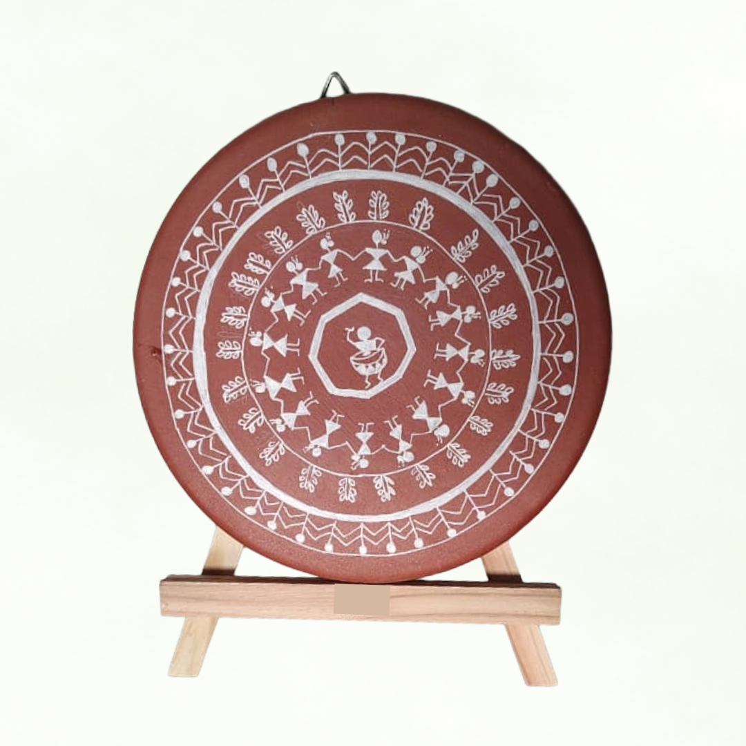 Vaidehi Terracotta Warli Wall Plate - 8.5 inch
