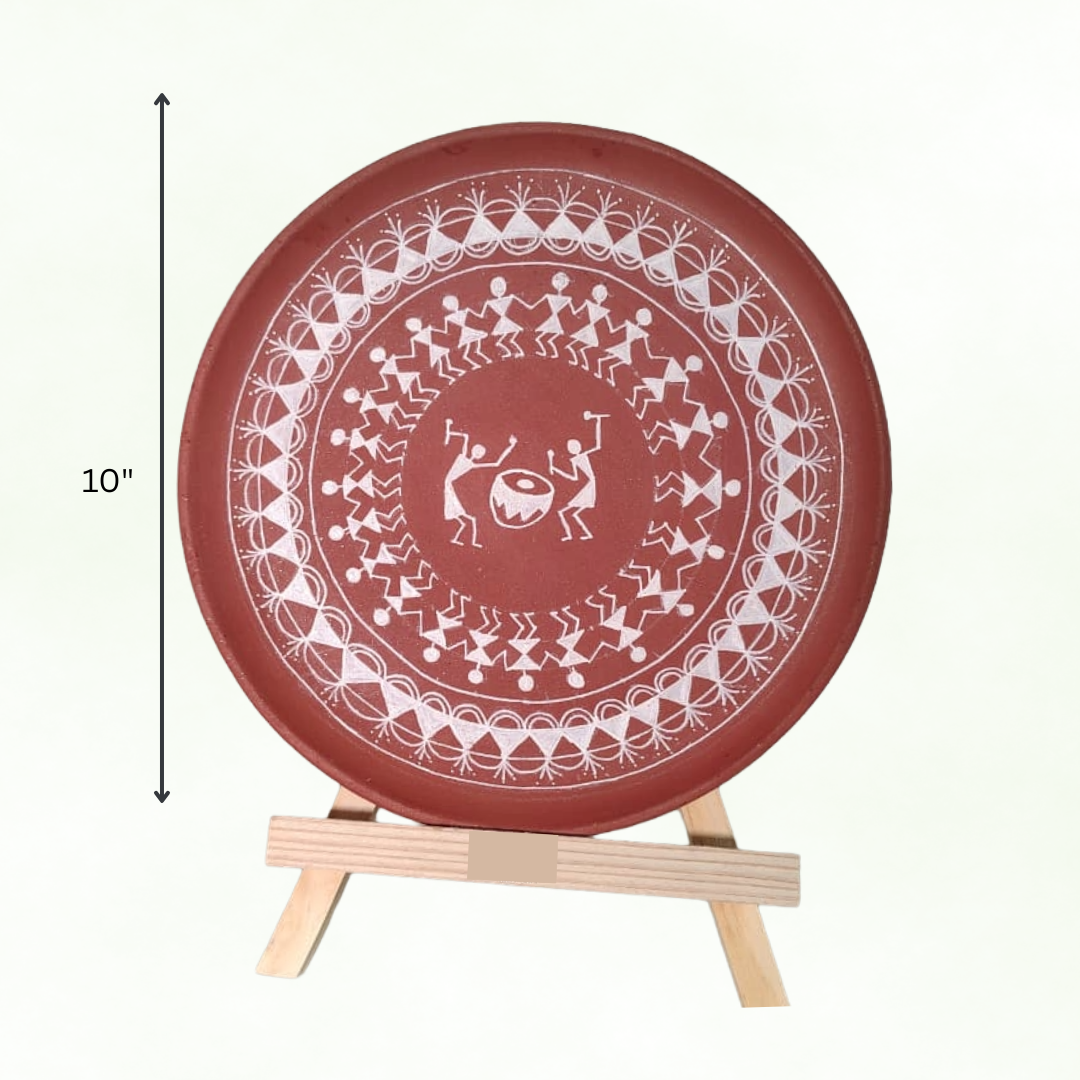 Varnika Terracotta Warli Wall Plates (Set of 3)