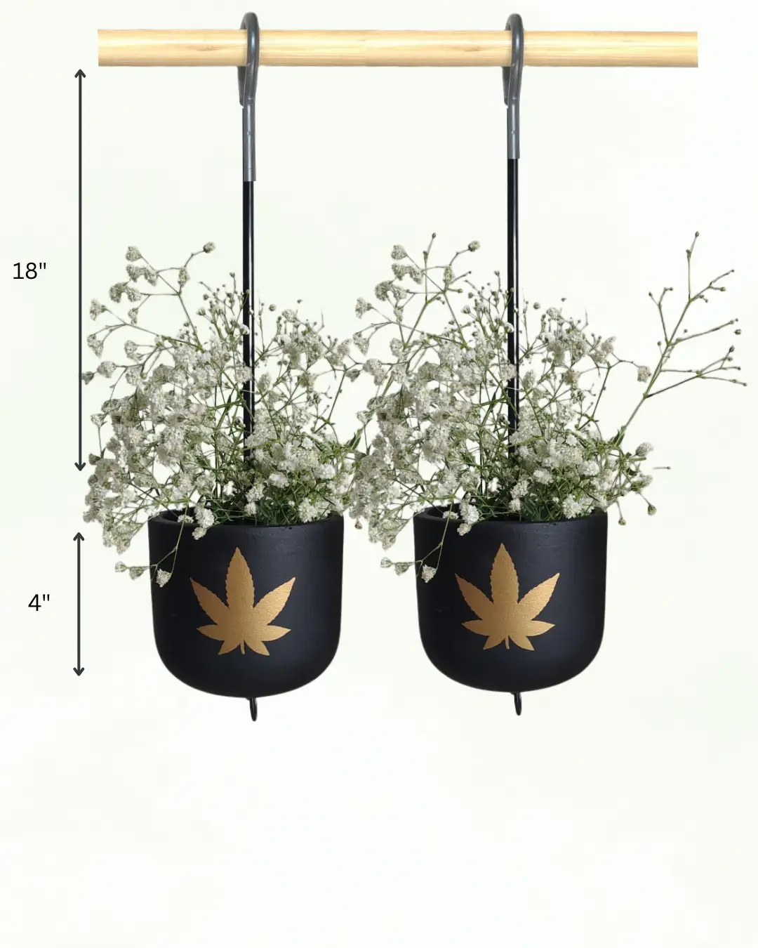 Autum Leaf Black Terracotta-Hanging-Planters-Set-for-Vertical-Garden