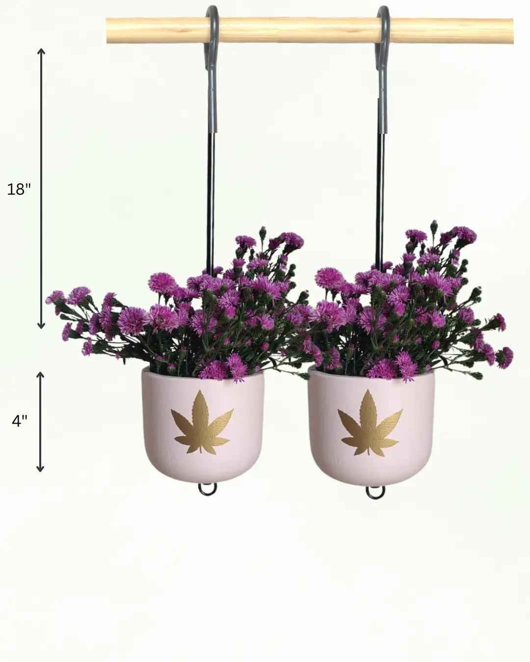 Autum Leaf Pink Terracotta-Hanging-Planters-Set-for-Vertical-Garden
