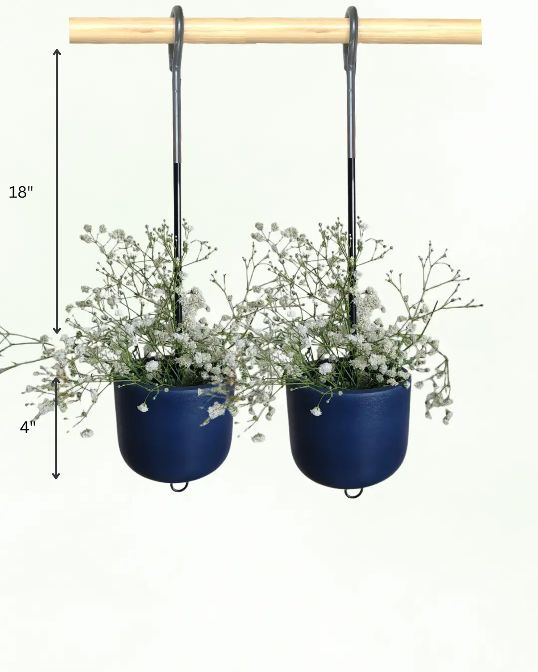 Kyna Classic Blue Terracotta-Hanging-Planters-Set-for-Vertical-Garden