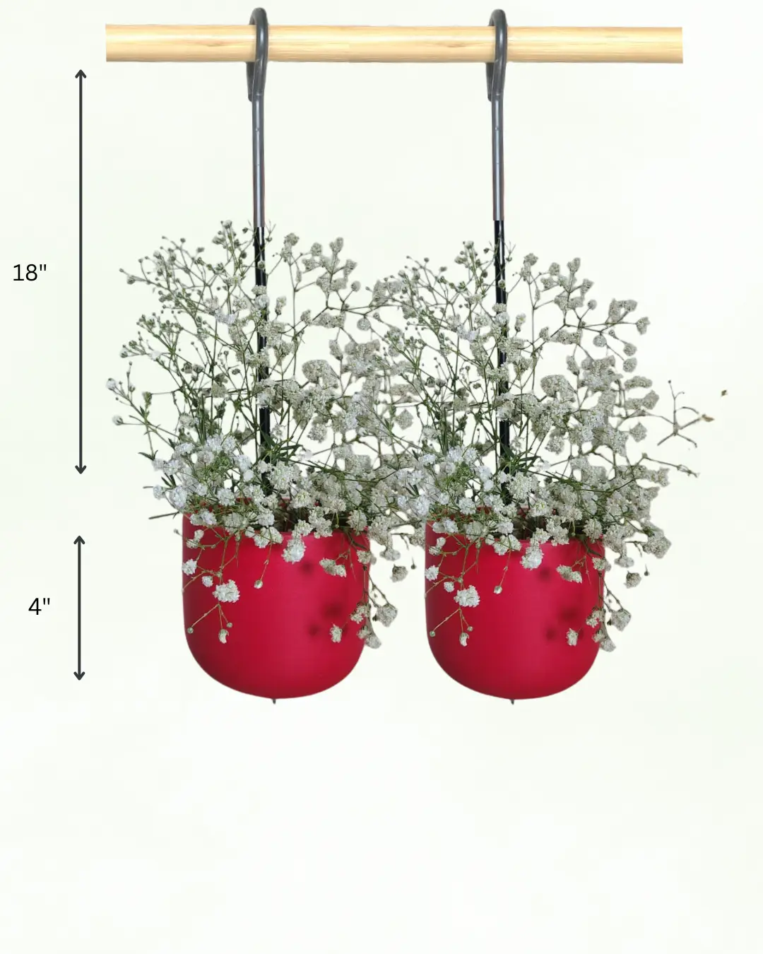 Kyna Classic Red Terracotta-Hanging-Planters-Set-for-Vertical-Garden