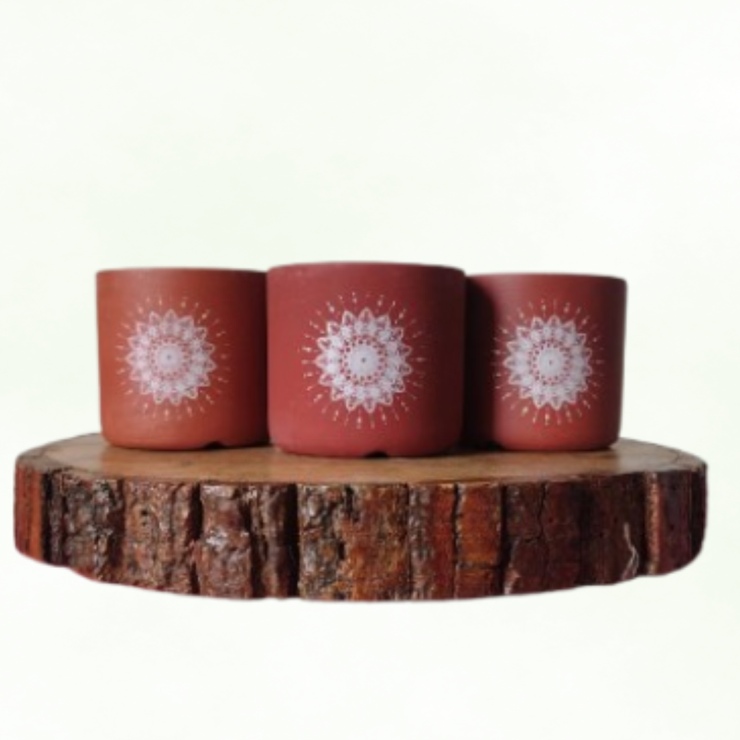 Mini Mandala Terracotta Pot (set of 3) (2)